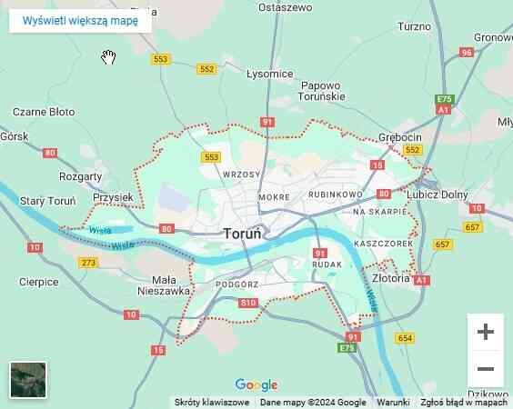 warsztaty dla dzieci z dojazdem Toruń mapa